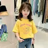 Camiseta Informal de Manga Corta 100% Algodón para Niñas Verano 2026 Nuevo Estilo Ropa de Verano Estilo Coreano con Estampado de Dibujos Animados para Niños