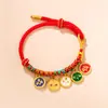 Pulsera de Hilo Rojo Tejida a Mano para el Año de Tu Nacimiento, con los Cinco Dioses de la Riqueza, Estilo Étnico DIY, Accesorio Unisex para Pareja