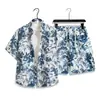 Conjunto de Camisa e Shorts com Estampa de Flores Tailandesas Masculino Havaiano Praia Manga Curta Roupa de Casal 2025 Nova Jaqueta de Verão