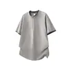 Camiseta de Verano Nueva para Hombre de Manga Corta de Algodón Falsa de Dos Piezas Cuello Redondo Holgada Casual Retro Camiseta 100% Algodón