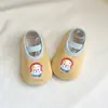Meias quentes antiderrapantes para chão com forro de fleece para crianças, sapatos para andar em ambientes internos, espessadas para outono e inverno, isoladas, sapatos elásticos de calçar