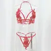 Conjunto de Lencería Calado Transfronterizo Europeo y Americano para Mujer con Tirantes Florales Bordados, Sujetador y Bragas Sexys 9027, Sensación de Alta Gama