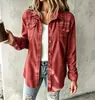 Moda casual feminina europeia e americana transfronteiriça 2026 Amazon Y2, TK, estampa xadrez, jaqueta versátil de manga comprida para outono e inverno