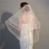 Velo de Novia Coreano de Doble Capa para Fotografía de Viaje y Registro de Matrimonio, Velo Coreano Corto con Borde de Malla Elástica, Accesorios de Boda