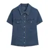 Camisa Elegante y de Moda para Mujer con Bolsillo, Estilo Europeo y Americano Transfronterizo 2026, 6929262 Jeans 6688023