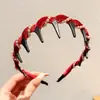 Faixa de Cabelo Ondulada Estilo Coreano para Mulheres, Pelúcia Fofa e Elevadora com Estampa de Leopardo, Presilha Dupla Finalidade com Dentes, Estilo Versátil e Elegante