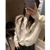 Estilo Coreano 2025 Otoño e Invierno Nuevo Deportivo Bordado Manga Larga Cuello Redondo Reductor de Edad Cardigan de Punto Estilo Perezoso Suéter para Mujer