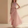 Estilo Nuevo Transfronterizo Europeo y Americano Verano 2026 Ropa para Mujer Elegante Estilo Resort Sin Mangas de un Hombro Volantes Vestido de Color Sólido