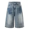 L898 Estilo Americano High Street Unissex Nicho Tendência Retrô Design de Padrão de Raio Shorts Jeans Masculino Soltos