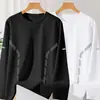 Camiseta deportiva casual para hombre de manga larga con estampado, moderna para adolescentes, adecuada para todas las estaciones, cuello redondo, top básico de manga larga