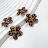 Nuevos Pendientes de Flor de Cinco Pétalos con Pedrería Estampado de Leopardo de Gama Alta, Tendencia Versátil, Moda Francesa de Nicho, Accesorios para el Cabello, Accesorios DIY
