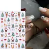 2025 Nuevas Pegatinas para Uñas de Navidad Invierno Dibujos Animados Pingüino Muñeco de Nieve Reno Brillo Pegatinas Adhesivas Traseras para Uñas
