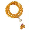[Lo más vendido en Tik Tok] Pulsera de Rosario de Raíz de Bodhi Amarilla con Doble Círculo, Portátil para Hombres y Mujeres, Venta al por Mayor