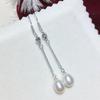 Pendientes de Gancho Corto de Perla de Luna Púrpura Cadena Sencilla Perla Natural de Agua Dulce Cobre Chapado Plata Gruesa Moda Suministro Puesto Callejero