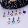 Barra recta de acero inoxidable transfronteriza flash película lengua uña rosca externa Multicolor Color mágico goteando anillo de lengua perforación diente externo uña de lengua