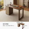 Nueva Mesa de Té para Balcón Estilo Chino con Bandeja de Té de Piedra Almacenamiento de Tetera Soporte para Té Mesa Pequeña para el Hogar Madera Maciza Mesa Simple para Preparar Té