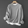 Comercio Exterior Exportación Estilo Único Original Color en Contraste Apilado Algodón Cuello Redondo Falso Dos Piezas Suelto Casual Empalme Sudadera Deportiva para Mujer