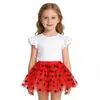 Falda Tutú Infantil Ecológica y Probable Falda de Malla Estampada de Princesa Falda Media de Seis Paneles de Tres Capas