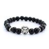 Directo de fábrica europeo y americano nueva moda para hombre pulsera de cuentas tejida a mano de piedra volcánica energía yoga león