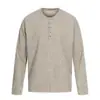 Camiseta Nanxia Disfarçada com Gola Henley de Waffle de Manga Longa para Homens, Top Casual Solto Vintage Estilo Ins para Casais Preguiçosos