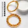 Pulsera Atractora de Riqueza de Cuentas de Cristal Amarillo Torre Brasileña Color Ámbar para Hombres y Mujeres Pulsera de Cuentas Redondas Cuentas Sueltas Accesorios DIY