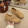Zapatos Perezosos sin Cordones con Hebilla Retro Cobertura Total Color Block Versátil Mocasines de Suela Gruesa Zapatos de Otoño para Mujer