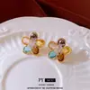 Pendientes de Flor de Circonita con Aguja de Plata Bañada en Oro Real de 18K Pendientes de Moda de Lujo Accesible Pendientes Elegantes de Gama Alta de Nicho para Mujer