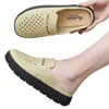 Nuevas Zapatillas de Dedo Antideslizantes de Suela Gruesa para Madres de Mediana Edad, Zapatillas de Dedo del Pie, Zuecos de Imitación de Cuero con Tacón Medio, Zapatillas de Mujer para Usar Afuera