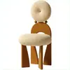 Silla de Comedor Vintage de Madera Maciza Estilo Francés de Moda con Respaldo Alto de Lana de Cordero, Silla Oreja, Silla para Tocador de Dormitorio, Silla para Tocador, Silla con Forma Única