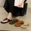 Chanclas de estilo coreano con hebilla para mujer, Sandalias planas antideslizantes de verano 2026, Chanclas de dedo estilo retro francés