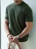 Camiseta Clásica de Manga Corta Raglán con Cuello Redondo para Hombre, Mezcla de Lino y Lyocell, Tejido de Punto con Textura Waffle, Verano 2026