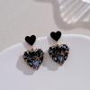Dongju plata 925 pedrería aretes corazón de durazno aretes cortos de pedrería estilo suave aretes de temperamento dulce 2022 Nuevo