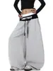 Fabricante Original Estilo Americano Falso Duas Peças Patchwork Color Block Estampa de Letras Calça de Moletom Design Unissex Calças Largas Soltas