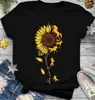 2025 Exportación Nueva Camiseta de Manga Corta Tops Serie Día de la Madre Patrón Estampado de Girasol Manga Corta