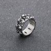 Novo Anel de Caveira Qixiang Jewelry, Estilo Punk Vintage Desgastado Cabeça de Fantasma Fundida Anel Masculino de Aço Inoxidável