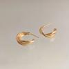 Aretes Retro Geométricos Torcidos Nicho de Alta Gama Metal Mate Aretes Moda Coreana Elegante Joyería para Orejas Europea y Americana