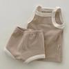 Ins Traje de Dos Piezas de Algodón Fino de Verano para Bebé Estilo Coreano para Niños y Niñas Chaleco sin Mangas para Bebé Pantalones Cortos