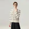 Cárdigan de Cachemir para Bebé Otoño Invierno Nuevo Grueso Espesado Cuello Redondo Bloque de Color Rayado Moda Suéter de Punto Abrigo