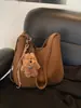 2025 Nueva Moda Otoño e Invierno Bolso de Hombro Bolso Cruzado Sencillo Bolso Cubo de Gran Capacidad Textura Granulada Bolso de Axila