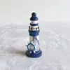 Adornos de Faro Pequeño de Madera Estampada Oceánica Estilo Mediterráneo Transfronterizo 13cm Manualidades Creativas Decorativas Regalos