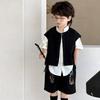Colete Masculino 2026 Primavera e Verão Novo Conjunto de Colete Estilo Chinês Roupa Formal Infantil Roupa de Performance Roupa para Performance de Piano Dia das Crianças