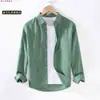 Camisa de Lino Fina para Hombre Manga Larga Casual Holgada Camisa de Algodón y Lino Top de Tejido de Lino Ropa Interior Blanca Tendencia Primavera Verano