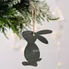 Decoración Creativa Nueva de Pascua Transfronteriza Artículos Colgante de Conejo de Madera Decoración del Hogar Color Sólido Colgante de Conejo Pequeño Blanco y Negro