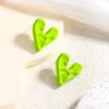 Pendientes de aguja de plata con forma de corazón, estilo japonés, elegantes, irregulares y con un toque de amor, para chicas.