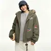 Zhao Lusi mismo estilo invierno nuevo retro americano con capucha y cuello de pelo parka chaqueta de algodón chaqueta de algodón para pareja prenda de abrigo