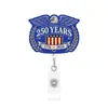 Insignia Conmemorativa del 250 Aniversario Americano Transfronterizo Portatarjeta Retráctil Colgante Regalo del Día de la Independencia