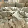 Conjunto de cuatro piezas de encaje fresco estilo francés de grado A para maternidad e infantil, algodón puro lavado, conjunto de tres piezas para estudiante con ribete de encaje 4