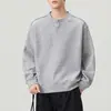 Ropa de Hombre Shanggu Sudadera de Manga Larga para Hombre con Cuello Henley, Tejido de Punto Holgado Primavera y Otoño Falso Dos Piezas, Exclusivamente para Venta Transfronteriza