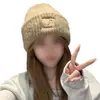 Gorro de lana gruesa con gran circunferencia de cabeza para niños, para otoño e invierno, holgado, cálido, para el frío, con cara grande, para mostrar la cara, tejido pequeño, con protección para las orejas.