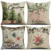 Capas de almofada de Natal outono e inverno transfronteiriças, capas de almofada de sofá, almofadas decorativas de linho estampadas, atmosfera de Natal no atacado